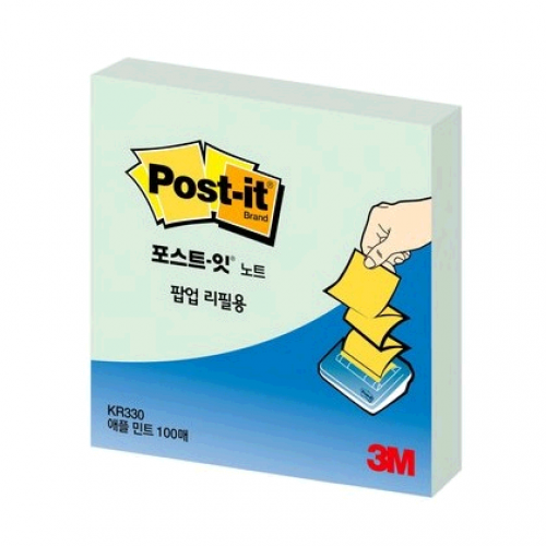 3M 포스트잇 팝업리필 KR330654 애플민트 76 76 100매