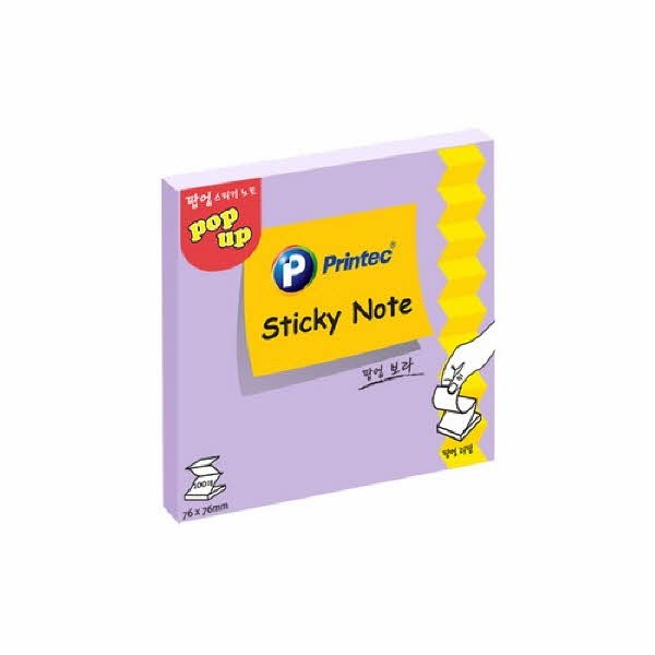 프린텍 P7676V 스티키노트 팝업리필 보라 76X76 100매