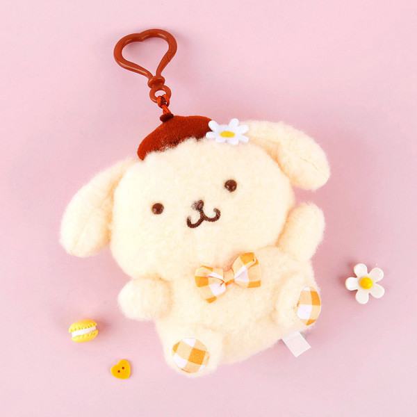 산리오 폼폼푸린 플라워체크 가방고리 13cm