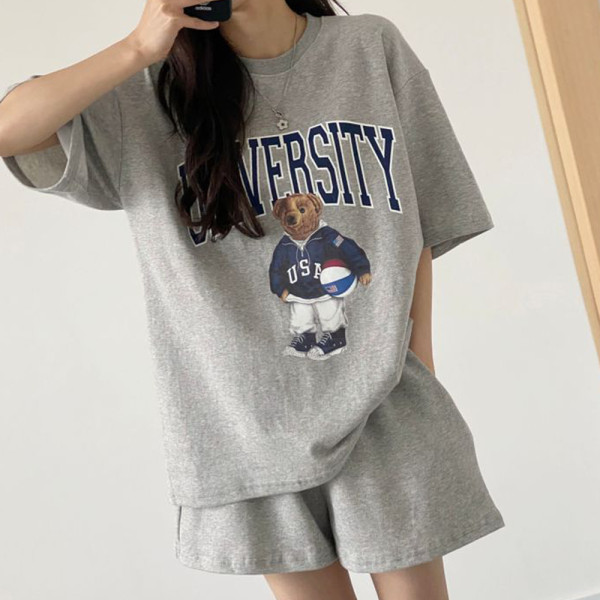 여성 여름 트레이닝 반팔 반바지 상하 세트 그레이