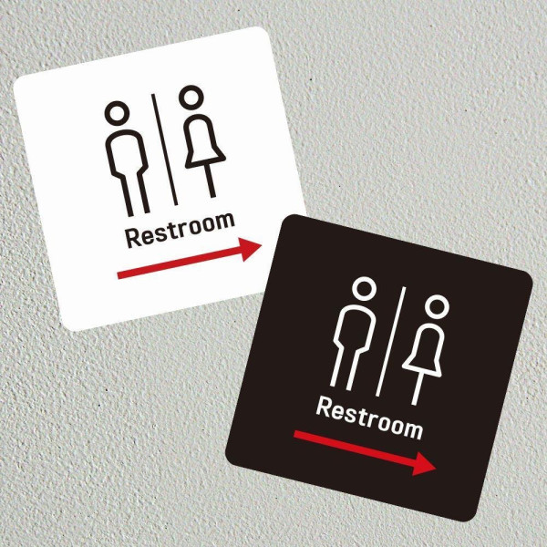 Restroom 우측1 부착형 정사각 소형안내판 13x13cm 디자인문패