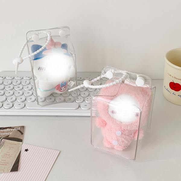 PVC 투명 우유팩 파우치 10cm 인형 가방 키링