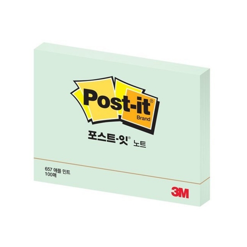 3M 포스트잇 일반 657 애플민트 76 102 100매