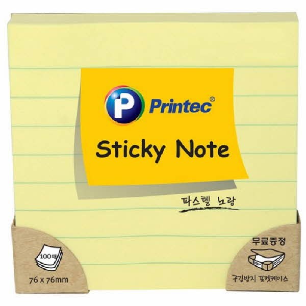 프린텍 L7676Y 스티키노트 노트형노랑 76 x 76 100매