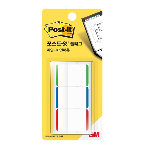 3M 포스트잇 인덱스탭 N686L GBR 38 25 4mm 12매 3색 박스 19