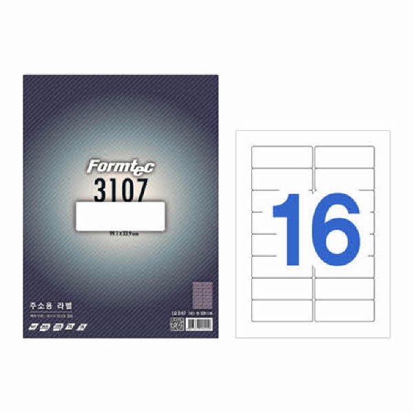 라벨지 주소용 16칸 20매 LQ-3107 폼텍