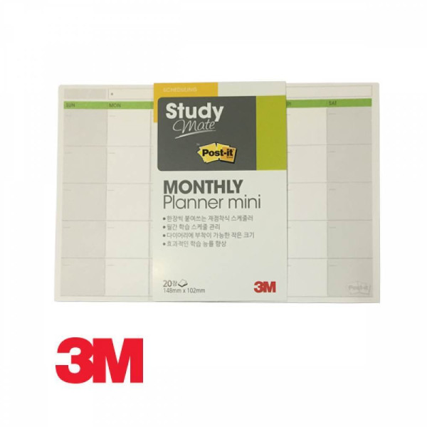 3M 포스트잇 스터디메이트 먼슬리플래너 미니 점착식메모지