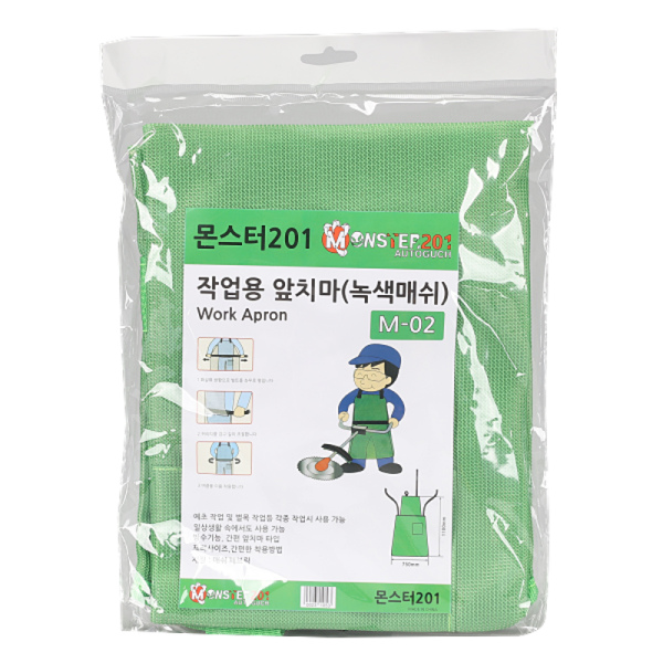 예초기 보호앞치마 메쉬 그린 프리사이즈몬스터201