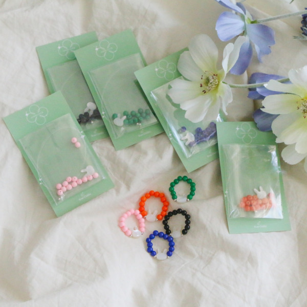 자개 토끼 비즈 구슬 반지 만들기 DIY 키트 링 세트 5color 여름 선물 재료