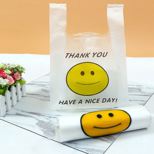 스마일 손잡이 포장 비닐 봉투 봉지 33x51cm 100매