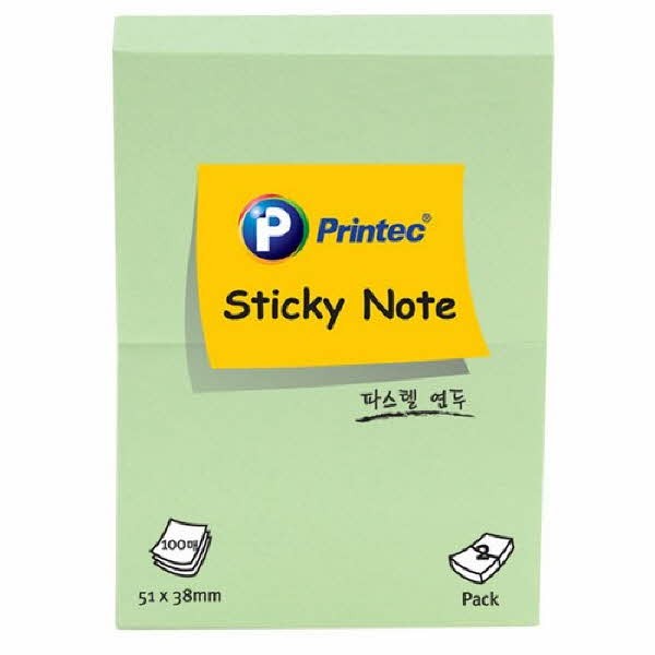 프린텍 5138G 스티키노트 파스텔연두 51X38 100매