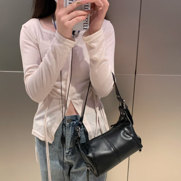 MFNC060219 - 슬림 바게트 미니 숄더백 심플 모던 데일리백