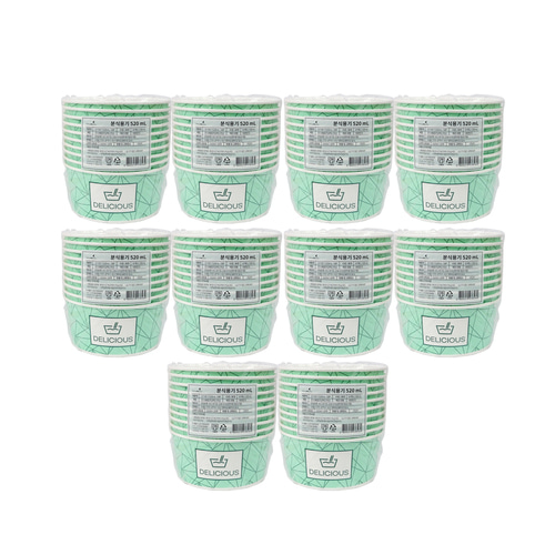 더웰 일회용 종이용기520ml 10P 10개 분식용기 일회용용기 컵밥용기 일회용식
