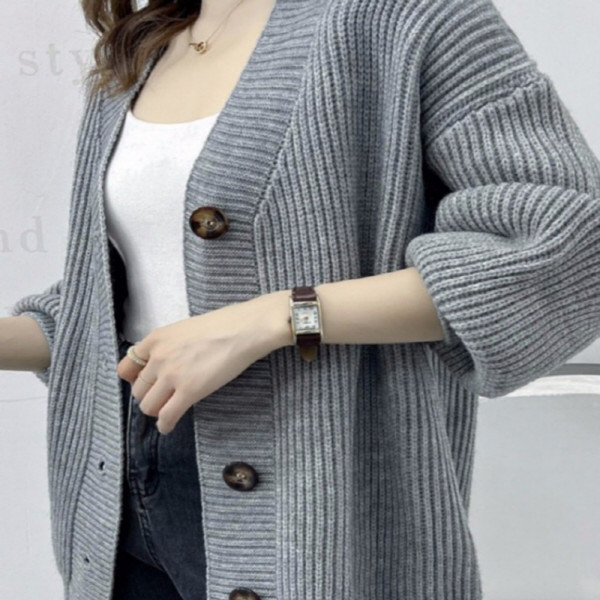 데일리 니트 롱 가디건 그레이
