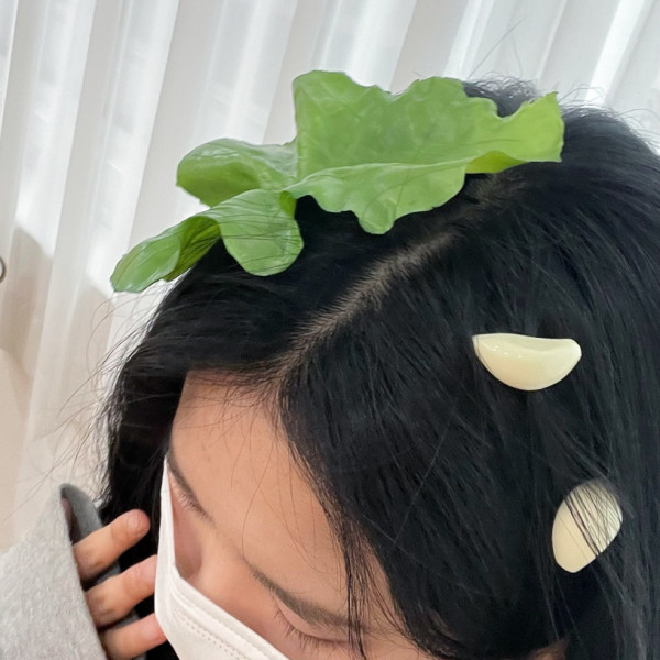 상추 마늘 집게 핀 음식 머리핀 쓸모없는 선물 특이한 앞머리 헤어 템 귀여운 웃긴 인싸템