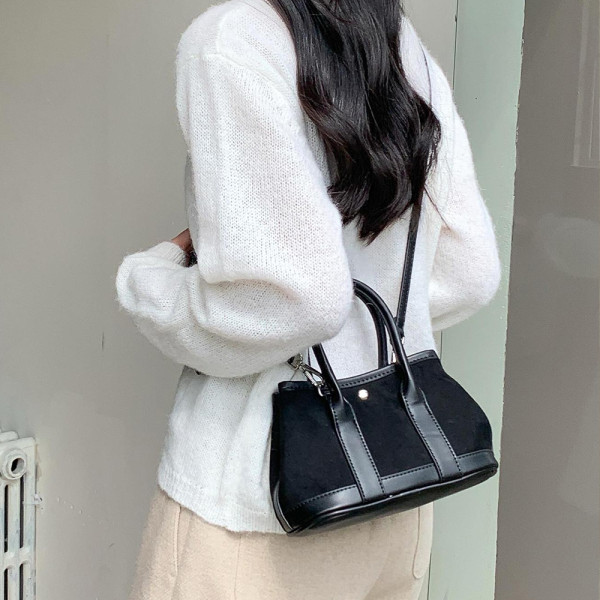 여성 미니 가방 데일리 스웨이드 크로스 백 블랙