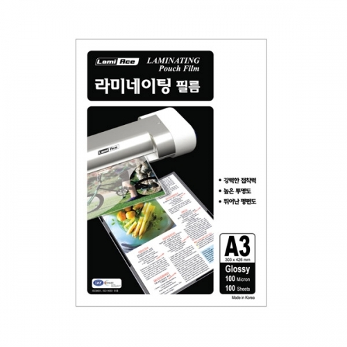 라미에이스 코팅지 A3 100mic 100매입 필름 코팅지 303 426mm 국내