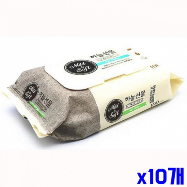 부드럽고 사용간편한 물티슈 100매 캡형 285g X10개