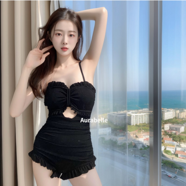 아우라벨르 셔링모노키니 프릴 비치웨어원피스 바캉스헤변룩 호캉스여행룩체형 섹시커버업 비키니
