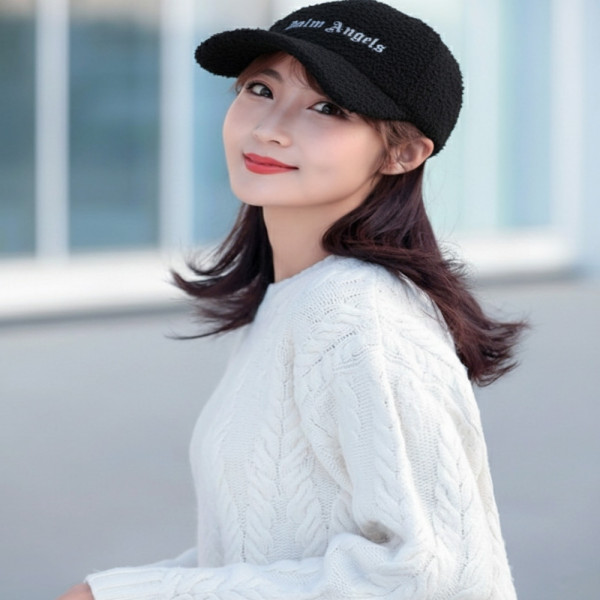 포인트 겨울 뽀글이 모자 블랙