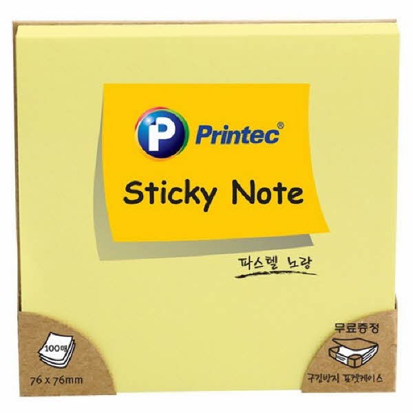 프린텍 7676Y 스티키노트 파스텔노랑 76X76 100매