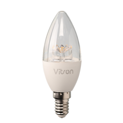 비츠온 촛대구 LED 5W E14 3K 투명 전구 KS