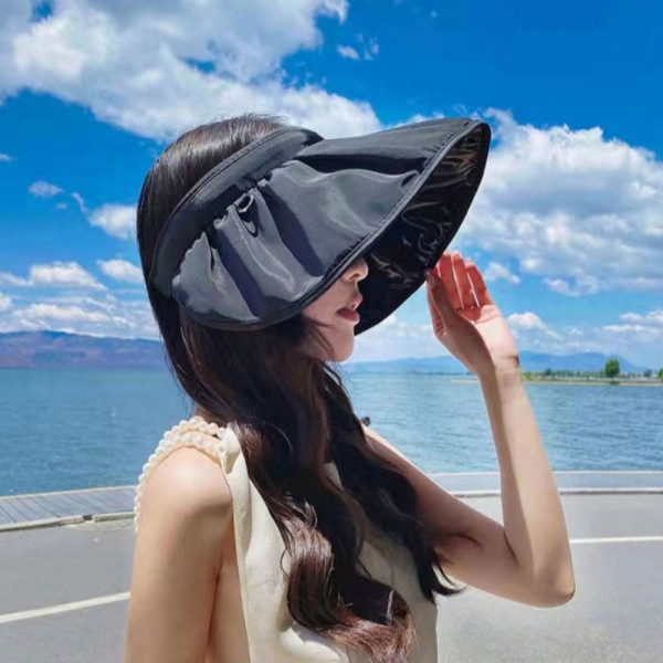주름포인트 해변 여행모자 썬캡 블랙