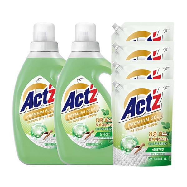 액츠 프리미엄 젤 세탁세제 유칼립투스 2.7L x 2 + 1L x 4