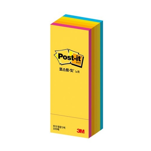 3M 포스트잇 네온 큐브 1 3 25 76mm 45매 5색