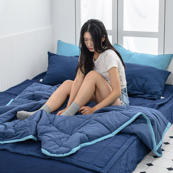 해피니 이불패드세트 데일리 리버서블2 간절기 이불 퀸 Q 네이비 브로이 패드 네이