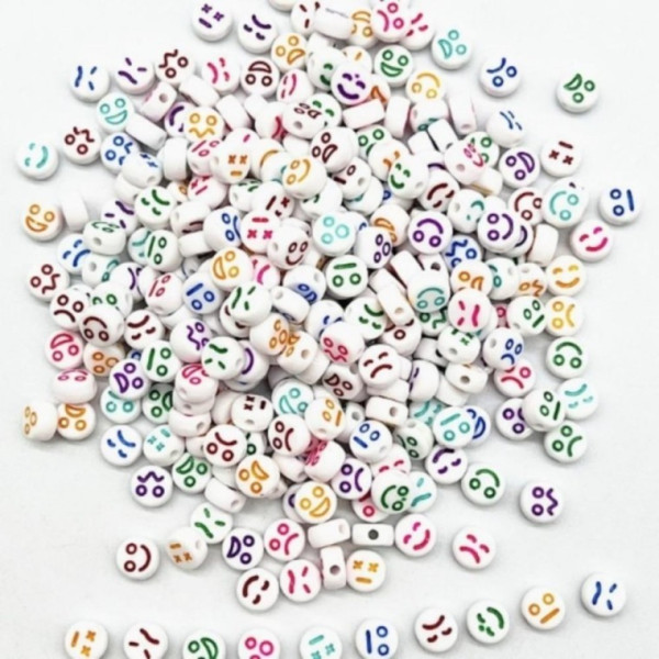 MISO 원형 이모티콘 비즈 4x7mm 키링 공예 재료 M50745