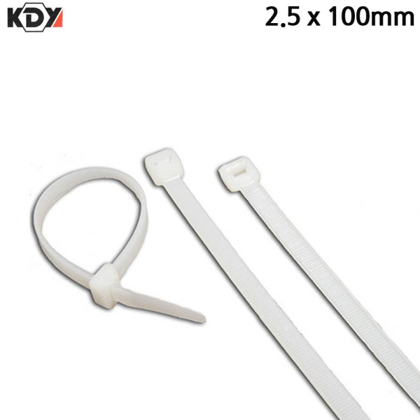 KDY 케이블타이 화이트 2 5 x 100mm 100개입 케이블타이 정리함