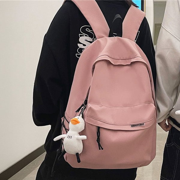 데일리 대학생 책 가방 무지 백팩 키링 세트 핑크