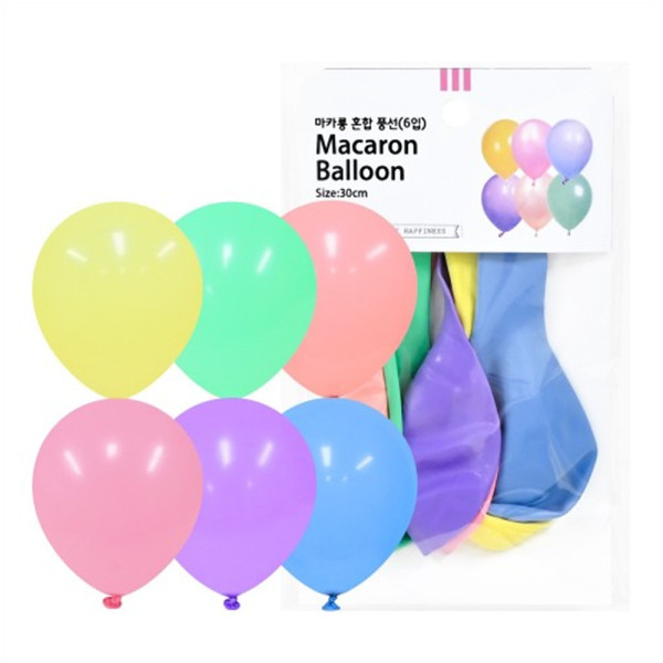 (PC) 30cm 마카롱 풍선 혼합(6입)