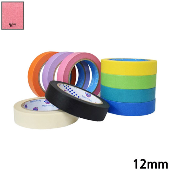 유로셀 종이 마스킹테이프 핑크 12mm x 40M 마스킹테이프