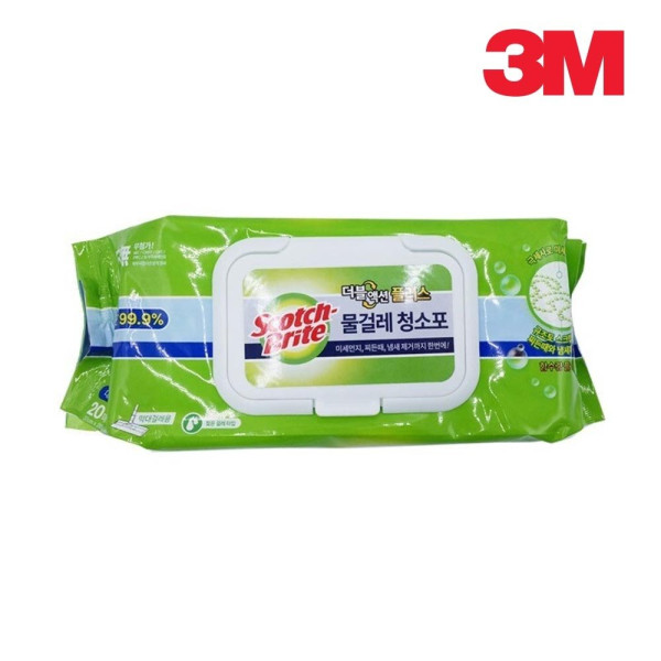 3M 막대걸레용 물걸레 청소포 더블액션 대형 20매 밀대 패드
