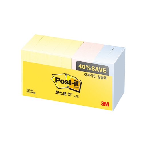 3M)포스트-잇 노트(653-9A 알뜰팩/51x38mm)