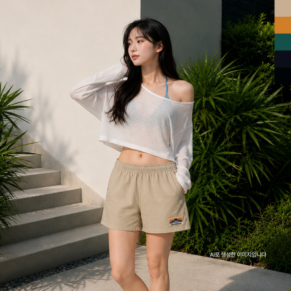 AGG 1016W 여자 초경량 스트링 바스락 밴딩 반바지 아웃도어 쇼츠 팬츠