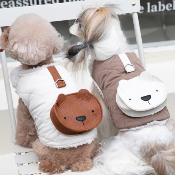 비유펫 곰 가방 밸크로 하네스 패딩 XS XL