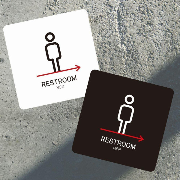 RESTROOM MEN 우측2 부착형 소형안내판 13x13cm 디자인문패