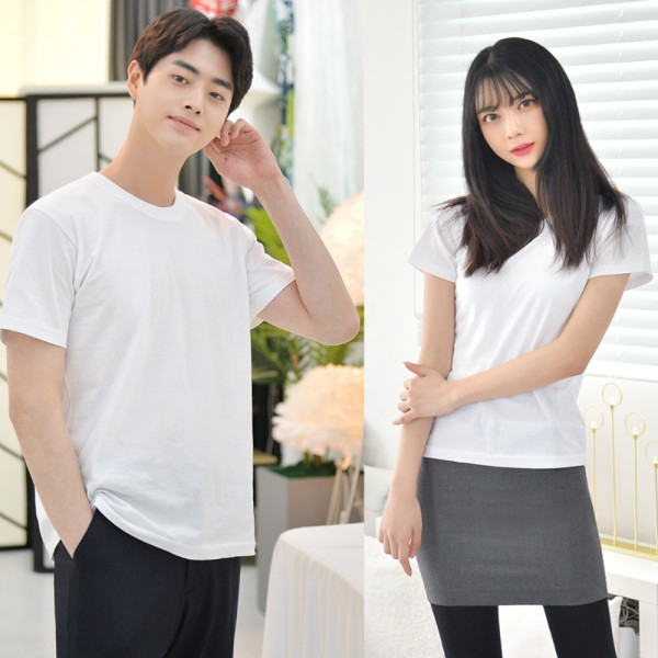 교복몰 (2장 패키지) 라인핏 화이트 기본 티셔츠(남자