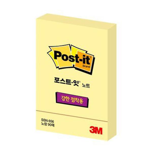 3M 스트잇 강한점착용 노트 656 노랑 51x76mm 90매