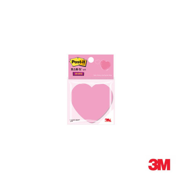 3M 포스트잇 강한점착용 다이컷 모양노트 하트 점착식메모지