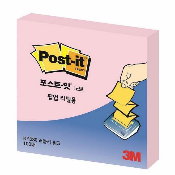 3M 포스트잇팝업 KR-330핑크(러블리핑크 76x76mm)