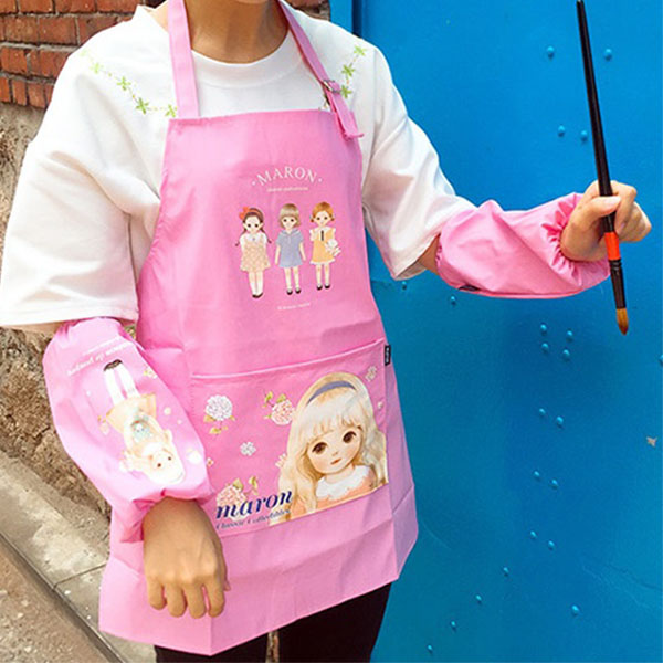 미술놀이 요리놀이 마론 방수 앞치마 팔토시 세트