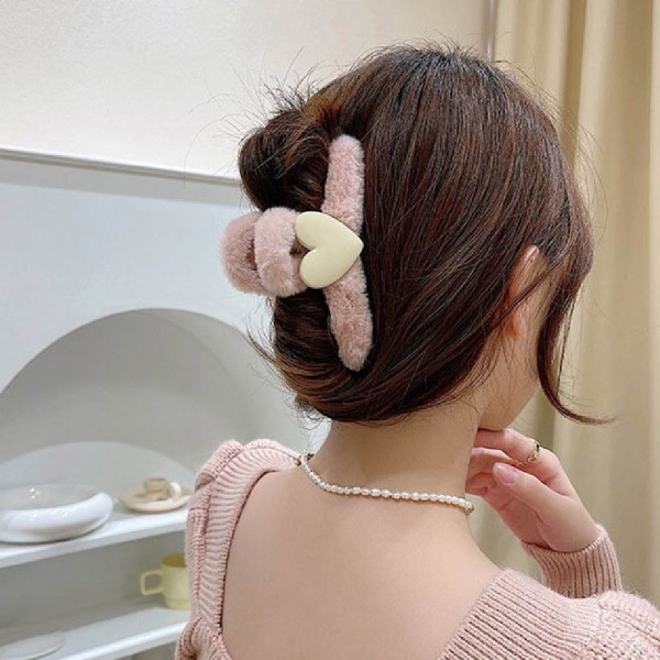 긴머리핀 왕집게핀 왕리본핀 핑크 머리장식 하트머리핀