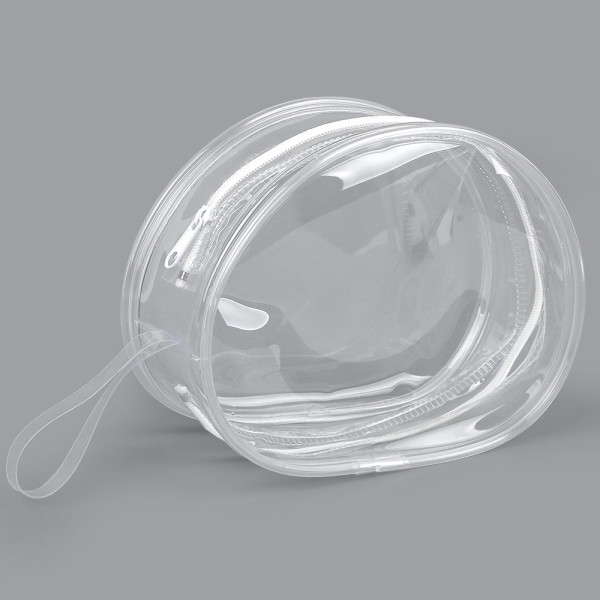 PVC 라운드 투명 보관 케이스 파우치 투명(화이트)