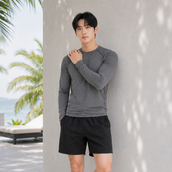 DHO3367GG 남성래쉬가드비치웨어솔리드티셔츠