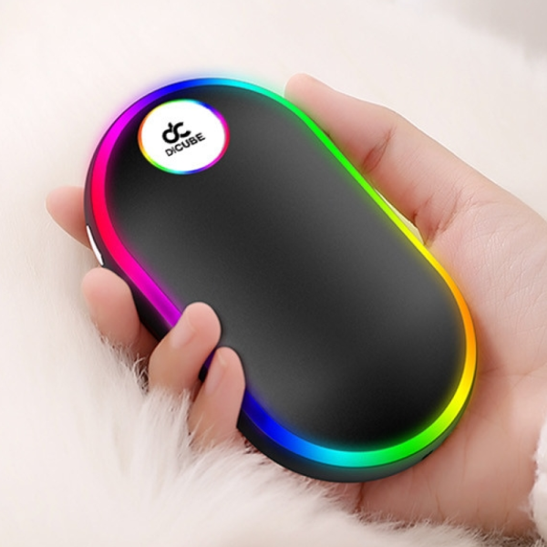 디큐브 충전식 휴대용 손난로 보조배터리 전기 전자 핫팩 레인보우 7800mAh