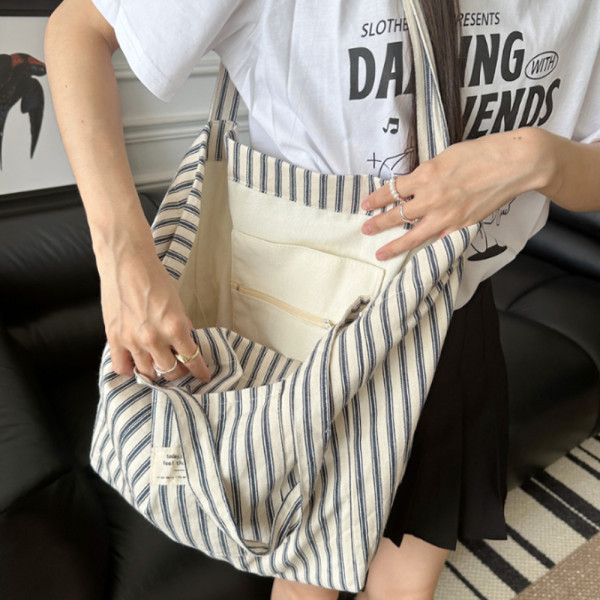 여성 빅 숄더백 천 여름 데일리 출근 큰 가방 네이비